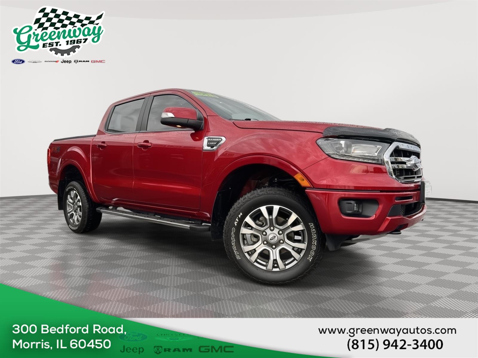 Rapid Red Metallic Tinted Clearcoat 2021 Ford Ranger Lariat SuperCrew 4WD Pickup Truck Four-Wheel Drive Automatic