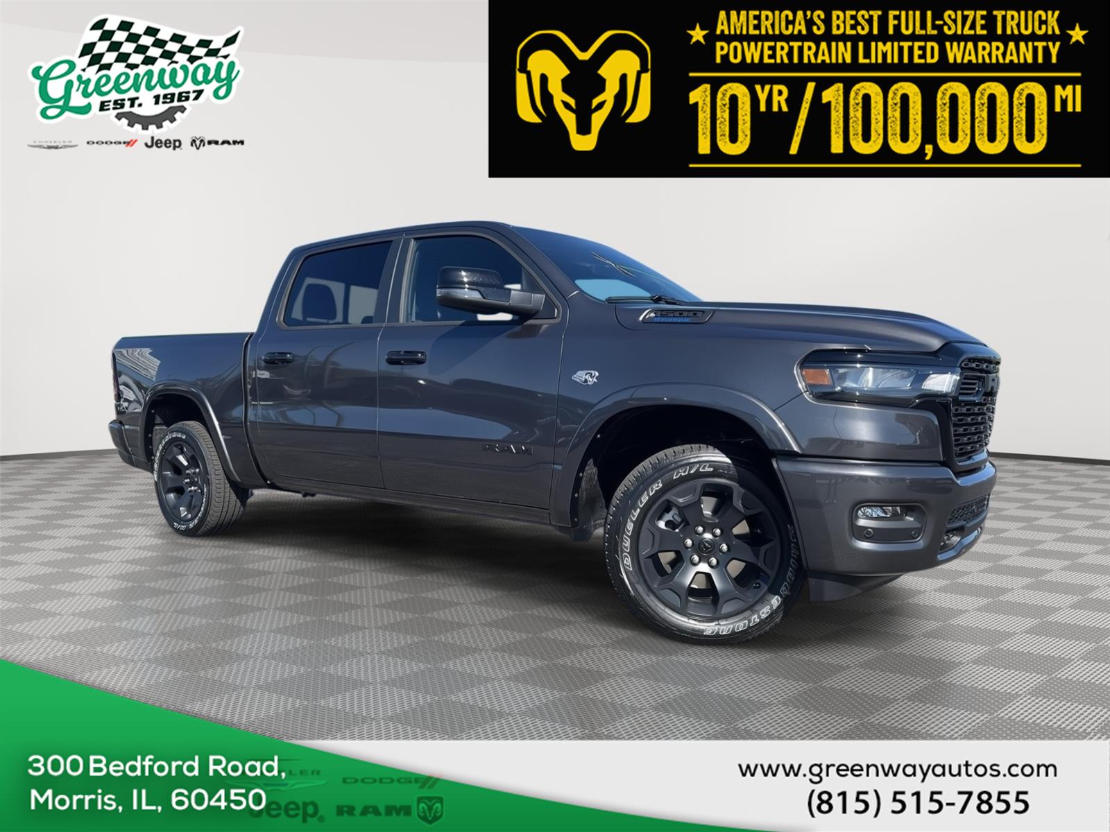 Gray (Granite Crystal Metallic Clearcoat) 2026 RAM 1500 Pickup Truck Four-Wheel Drive 8-Speed Automatic