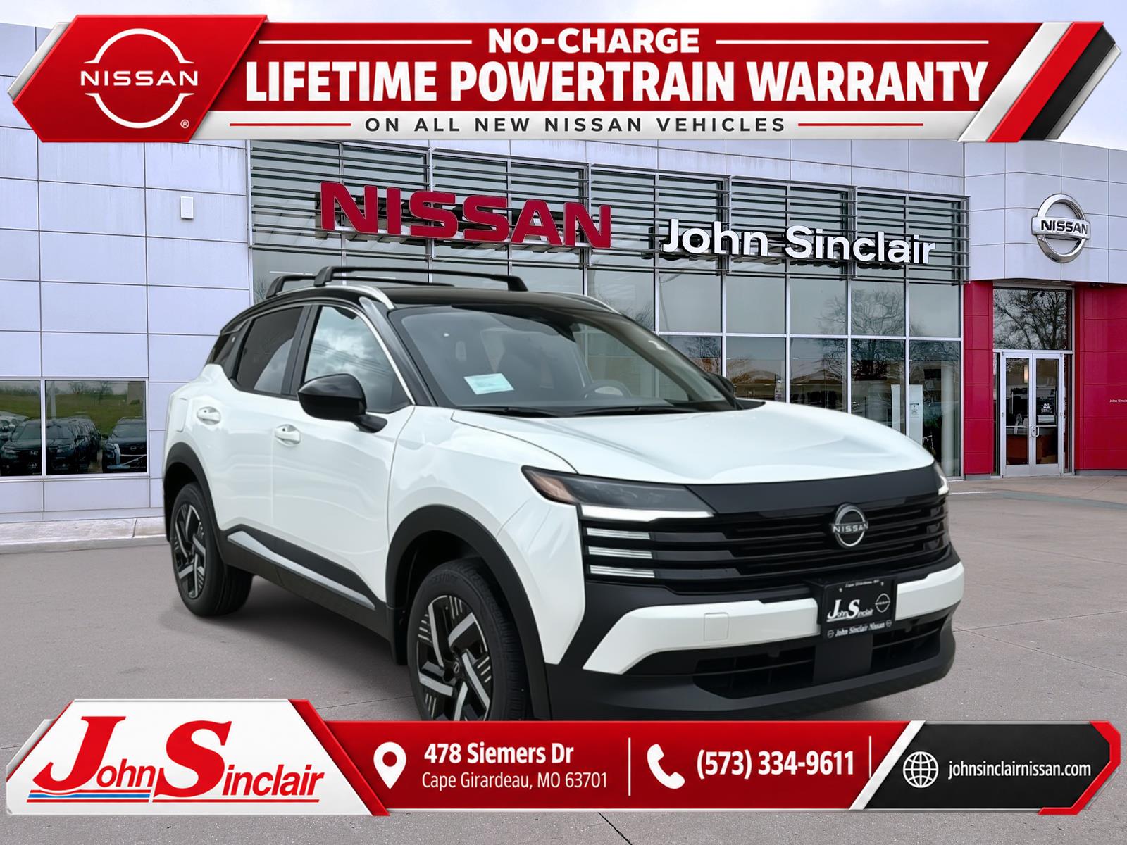 Aspen White Tricoat/Super Black 2026 Nissan Kicks SUV / Crossover Front-Wheel Drive Continuously Variable Transmission