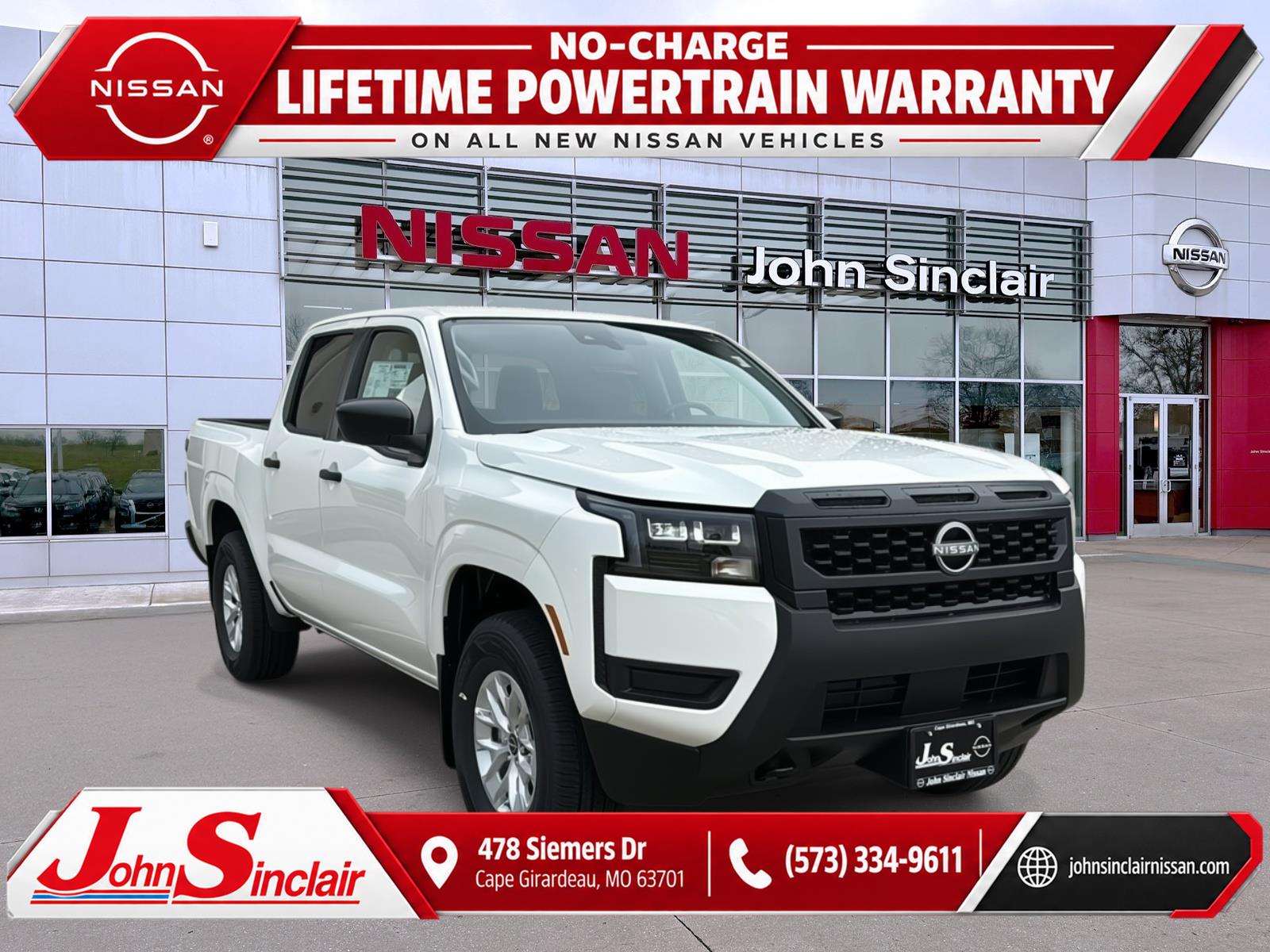 Glacier White 2026 Nissan Frontier Pickup Truck Four-Wheel Drive Automatic