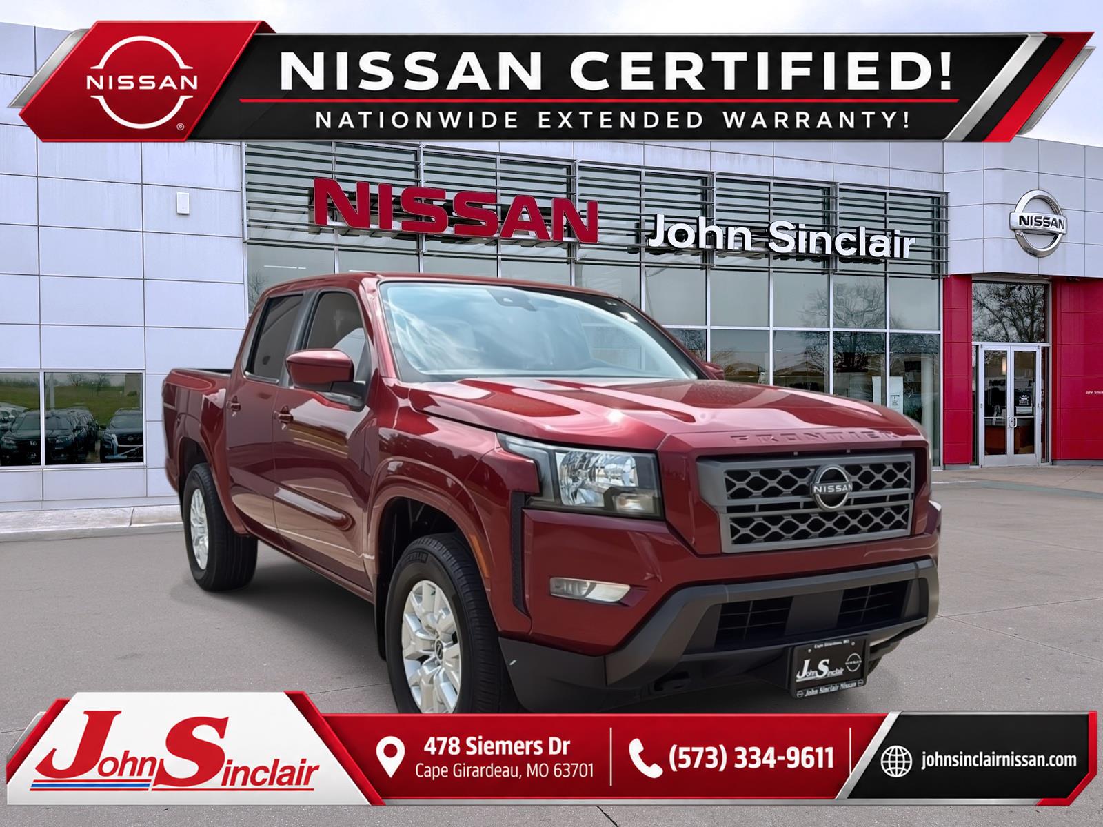 Cardinal Red Metallic Tricoat 2023 Nissan Frontier Pickup Truck Four-Wheel Drive Automatic