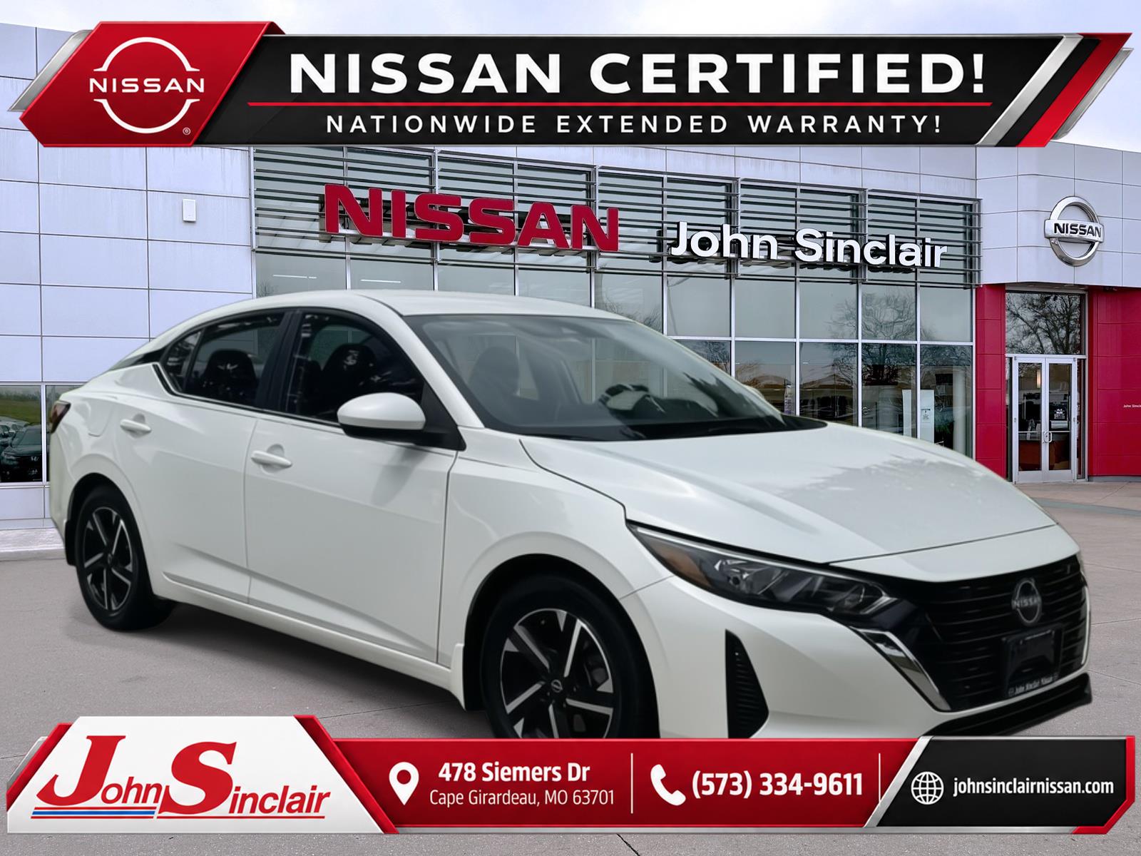 Aspen White Tricoat 2024 Nissan Sentra Sedan Front-Wheel Drive Continuously Variable Transmission
