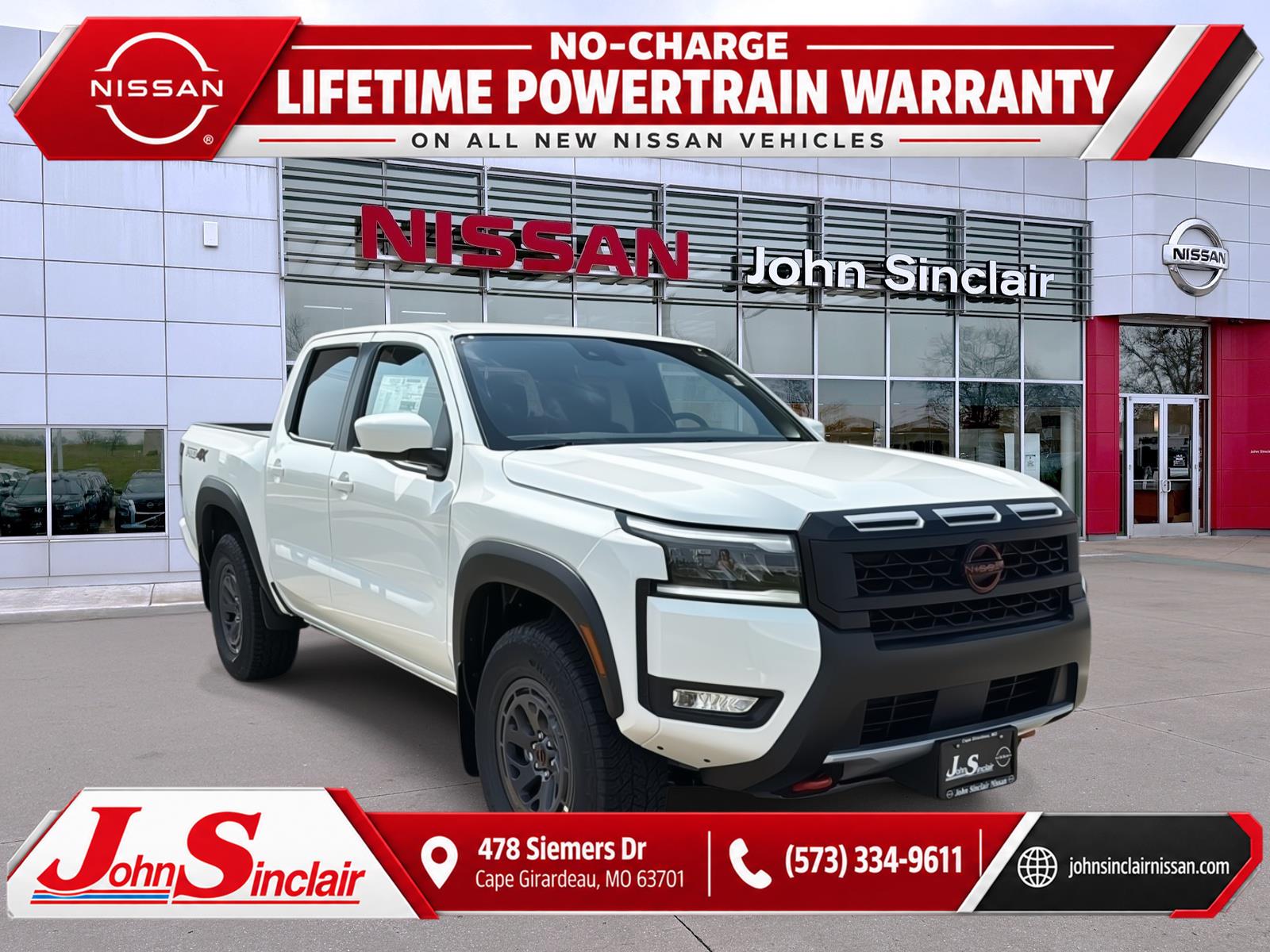 Glacier White 2026 Nissan Frontier Pickup Truck Four-Wheel Drive Automatic