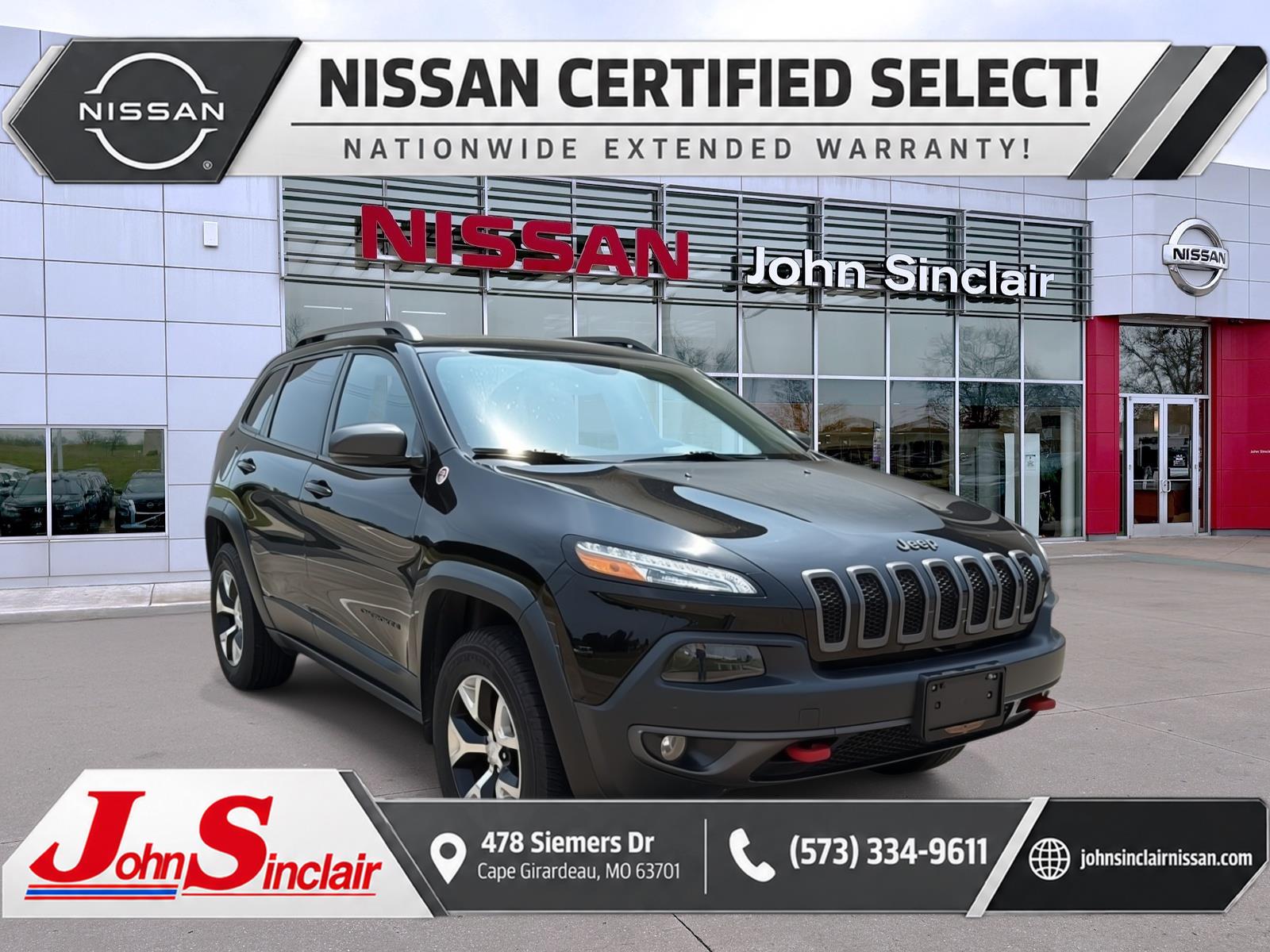 Diamond Black Crystal Pearlcoat 2018 Jeep Cherokee SUV / Crossover Four-Wheel Drive 9-Speed Automatic