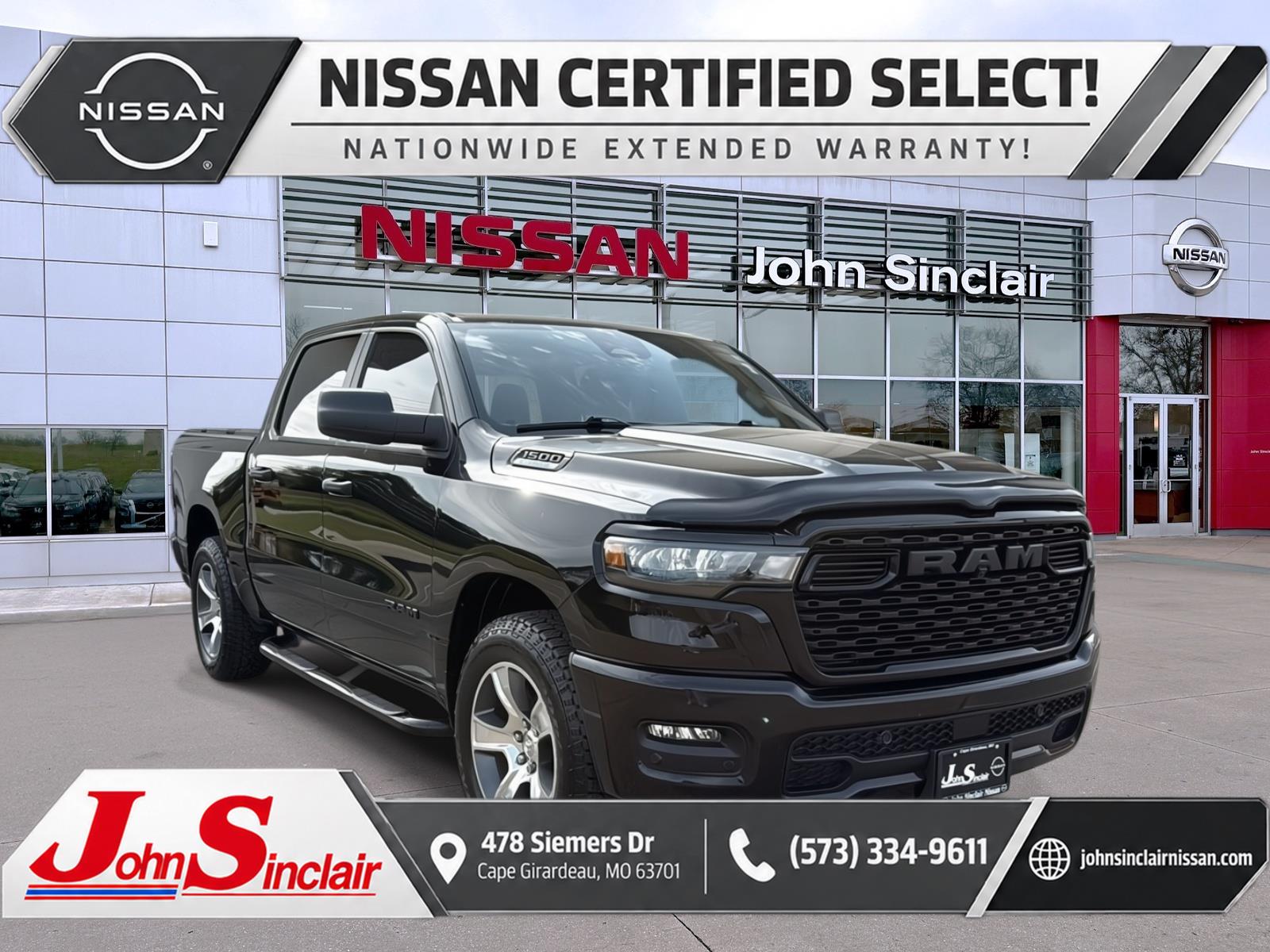 Diamond Black Crystal Pearlcoat 2025 RAM 1500 Pickup Truck Four-Wheel Drive 8-Speed Automatic