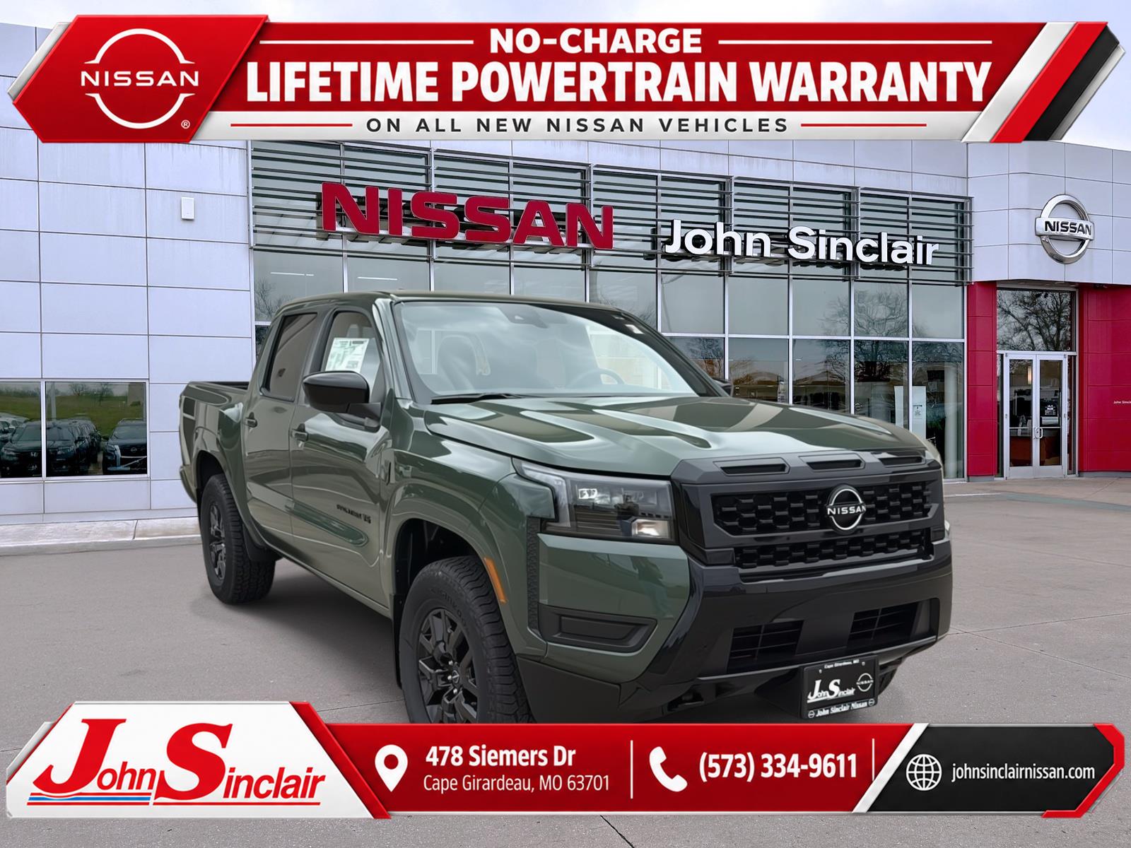 Tactical Green Metallic 2027 Nissan Frontier Pickup Truck Four-Wheel Drive Automatic