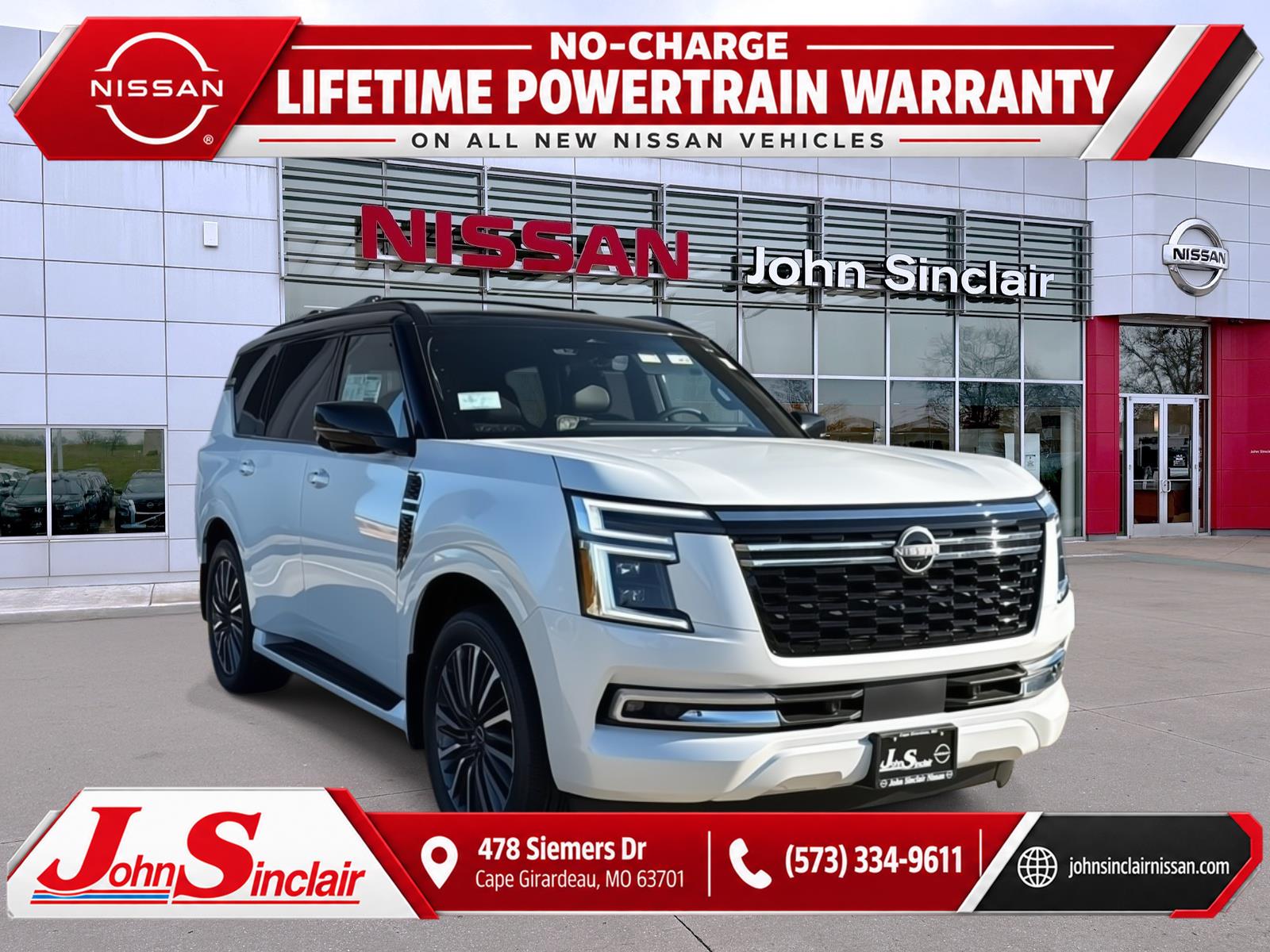 Everest White Pearl Tricoat/Super Black 2026 Nissan Armada SUV / Crossover Four-Wheel Drive Automatic