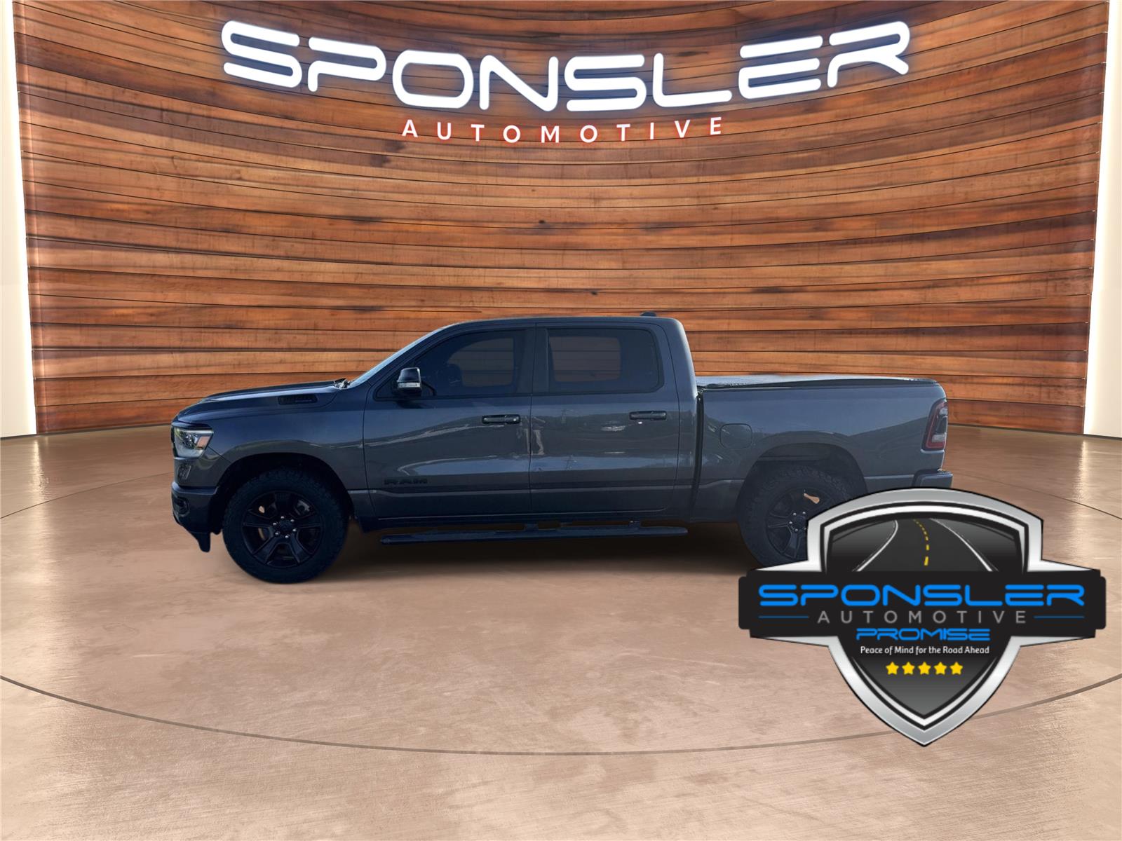 Gray (Granite Crystal Metallic Clearcoat) 2021 RAM 1500 Pickup Truck Four-Wheel Drive 8-Speed Automatic
