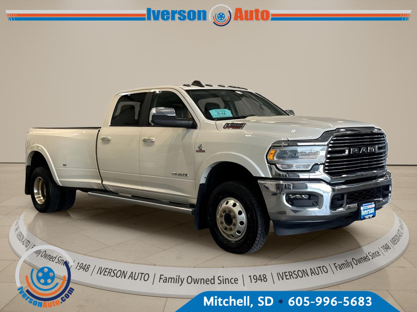 Pearl White 2022 RAM 3500 Pickup Truck Four-Wheel Drive 6-Speed Automatic