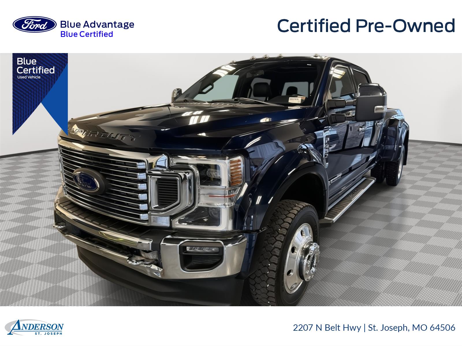 Antimatter Blue Metallic 2022 Ford F-450 Super Duty Lariat Crew Cab LB DRW 4WD Pickup Truck Four-Wheel Drive Automatic