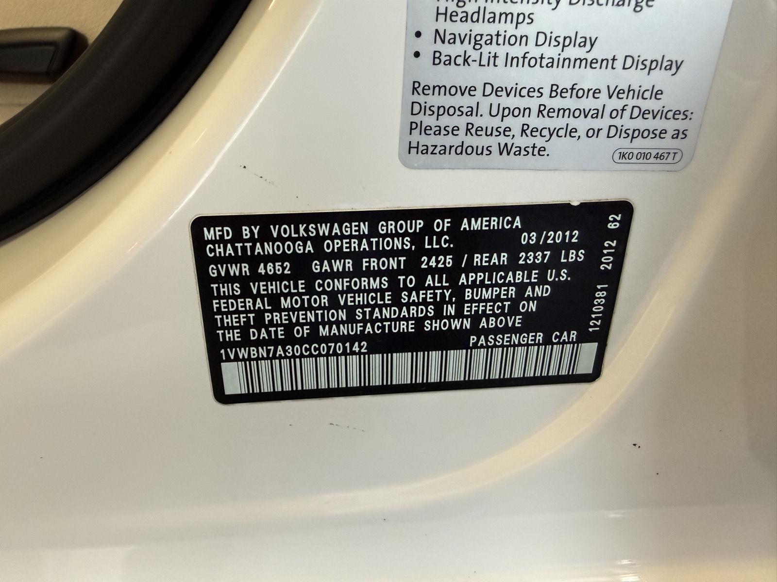 Pre-Owned 2012 Volkswagen Passat for sale in St. Joseph MO