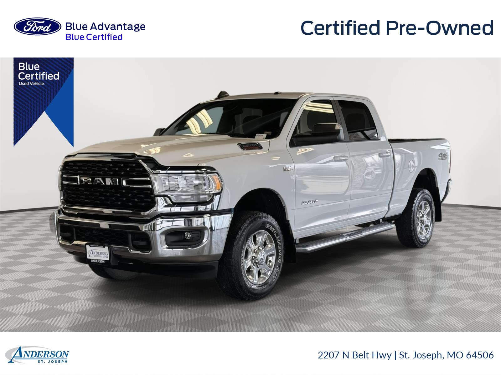 Bright White Clearcoat 2022 RAM 2500 Big Horn Crew Cab 4WD Pickup Truck Four-Wheel Drive 8-Speed Automatic