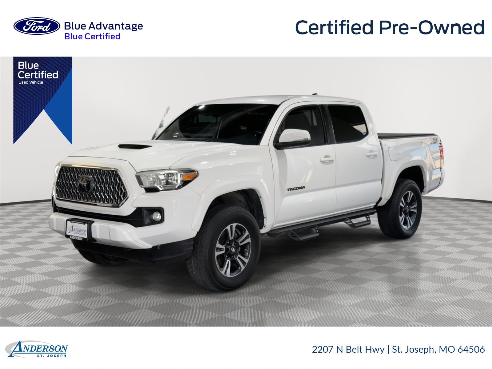 Super White 2019 Toyota Tacoma Pickup Truck Four-Wheel Drive 6-Speed Automatic