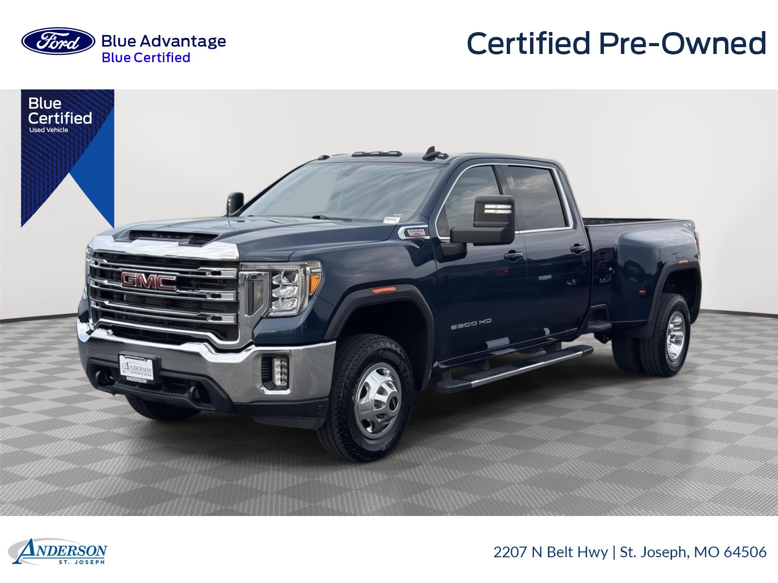 Pacific Blue Metallic 2023 GMC Sierra 3500HD Pickup Truck Four-Wheel Drive Automatic