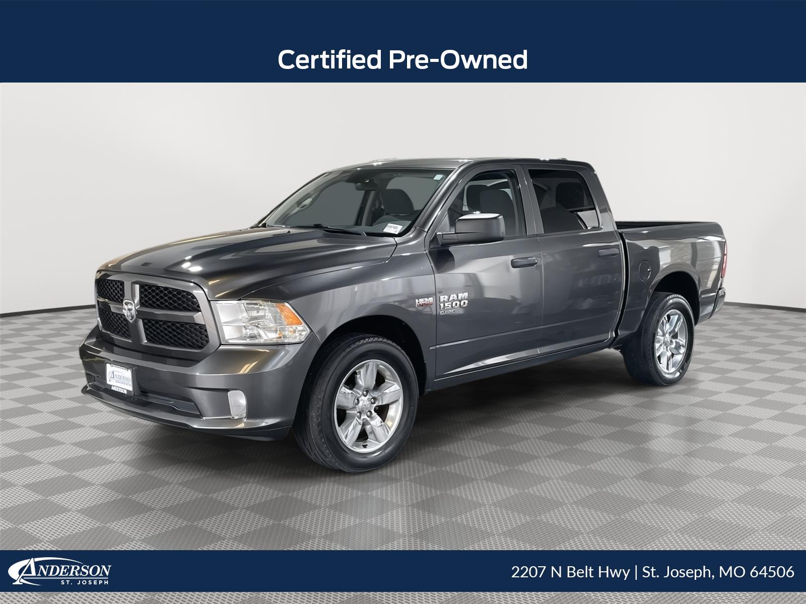 Gray (Granite Crystal Metallic Clearcoat) 2019 RAM 1500 Pickup Truck Four-Wheel Drive 8-Speed Automatic