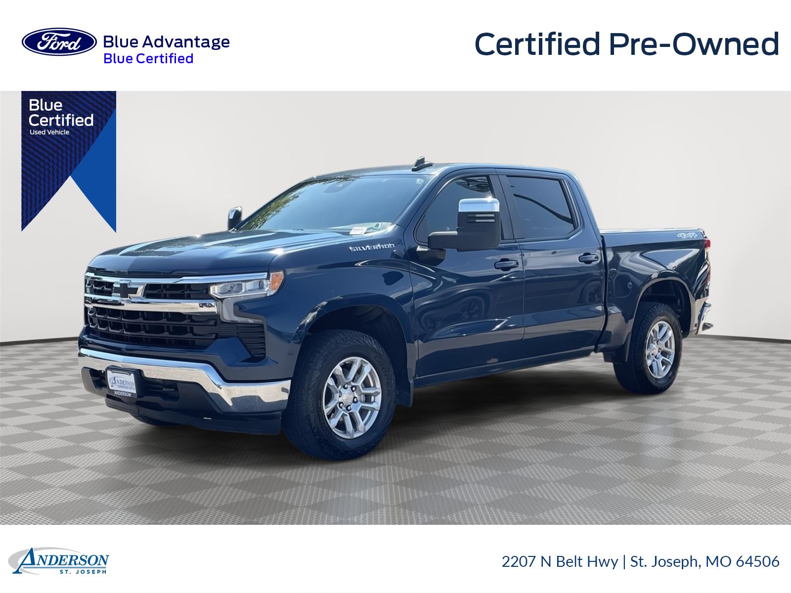 Northsky Blue Metallic 2022 Chevrolet Silverado 1500 Pickup Truck Four-Wheel Drive Automatic