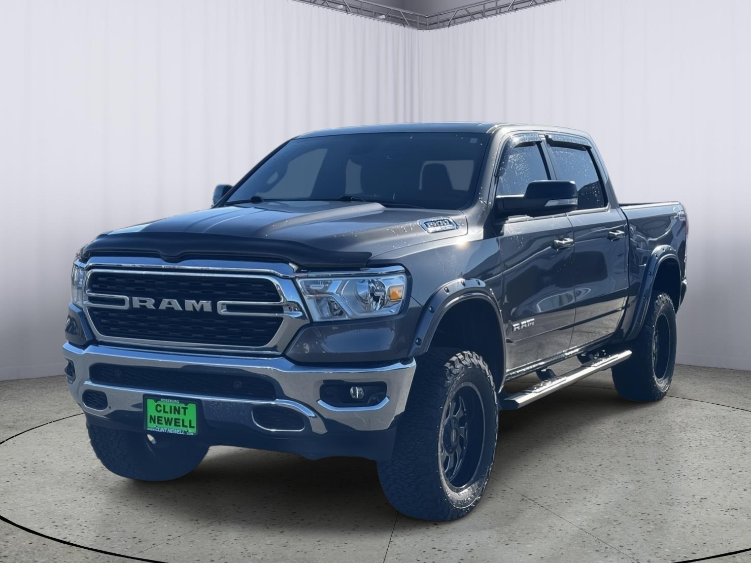 Gray (Granite Crystal Metallic Clearcoat) 2022 RAM 1500 Big Horn Crew Cab 4WD Pickup Truck Four-Wheel Drive 8-Speed Automatic