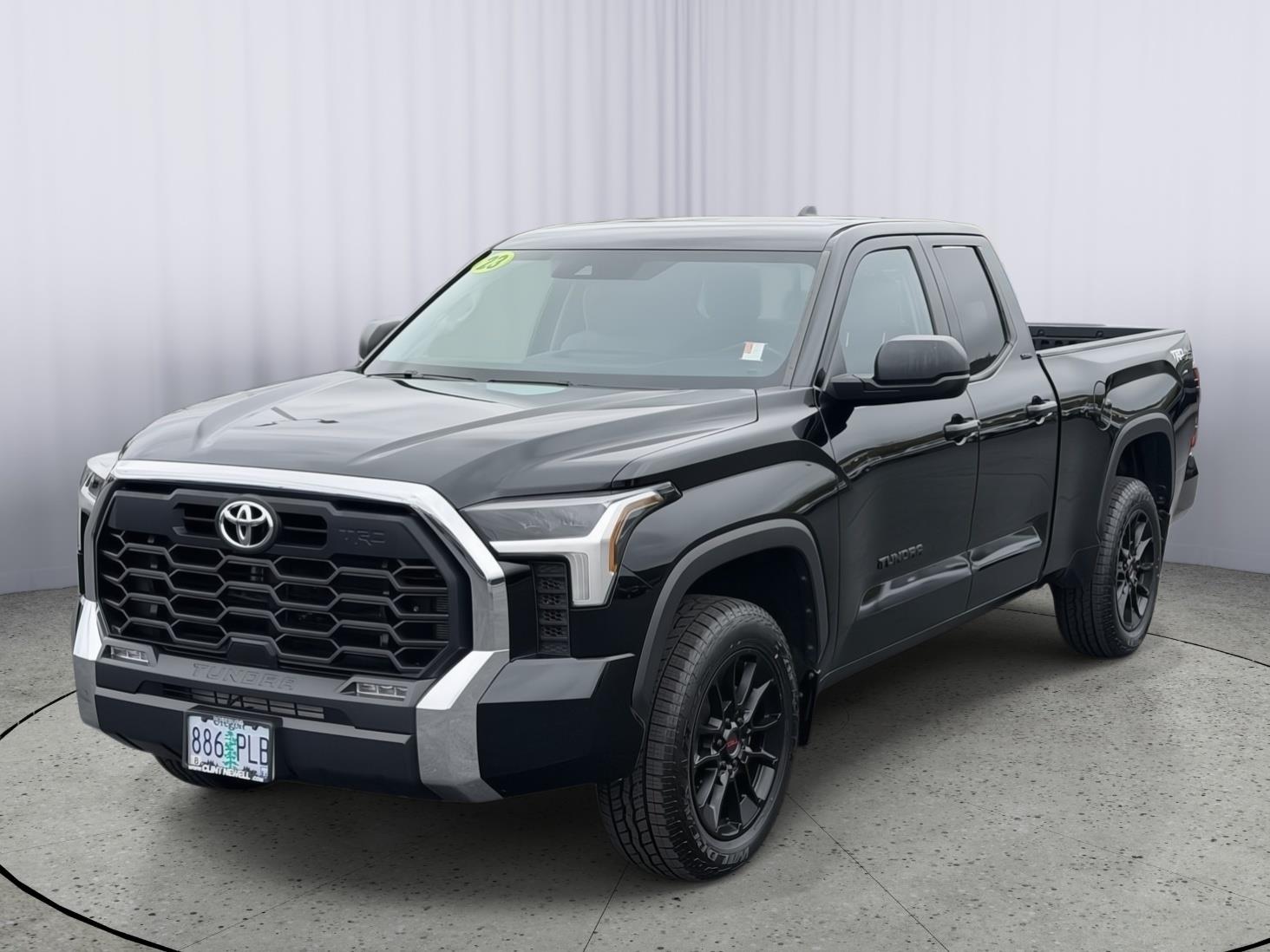 Midnight Black Metallic 2023 Toyota Tundra SR5 Double Cab 4WD Pickup Truck Four-Wheel Drive Automatic