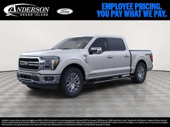Iconic Silver Metallic 2025 Ford F-150 Lariat SuperCrew 4WD Pickup Truck Four-Wheel Drive Automatic