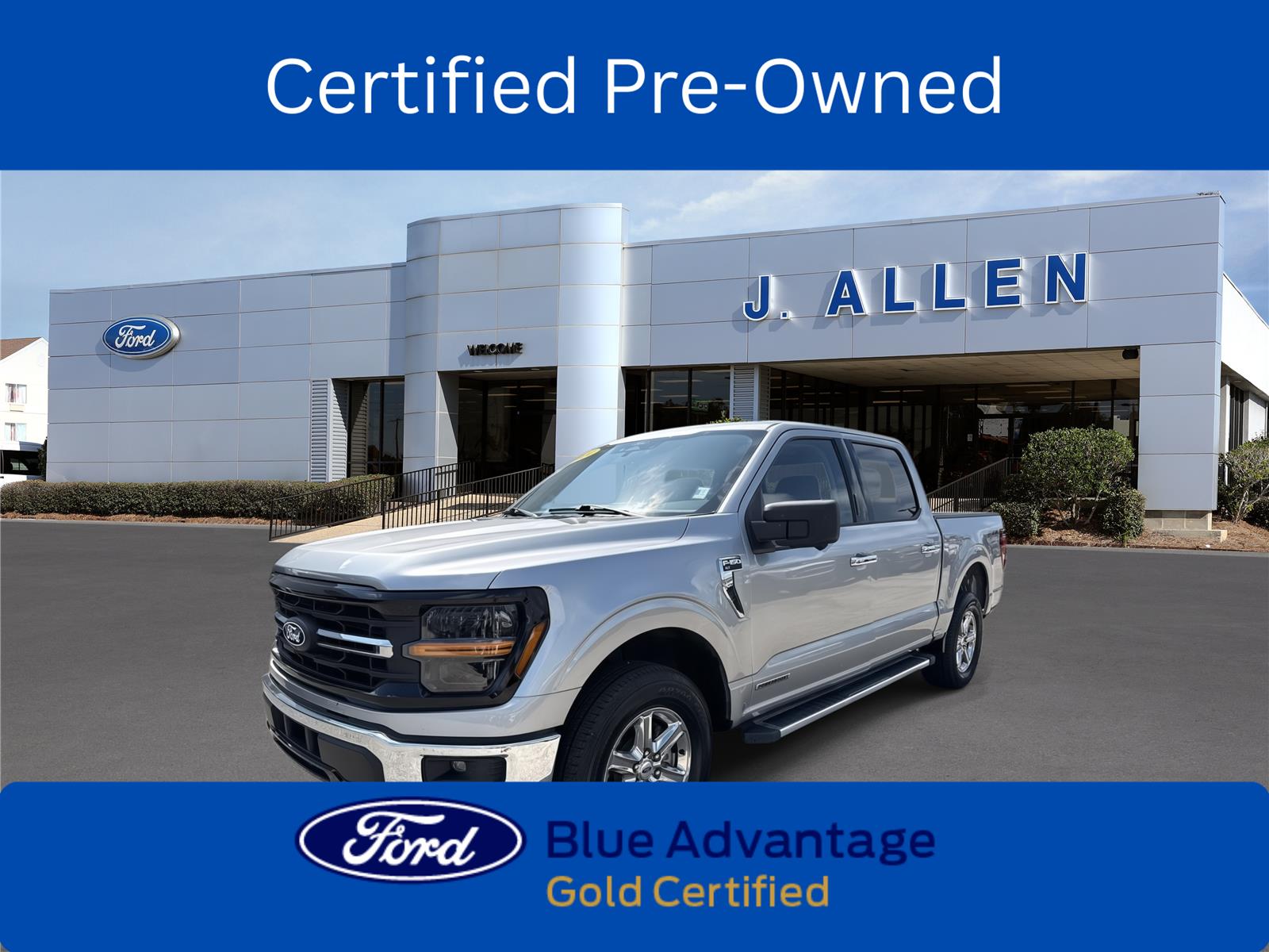 Iconic Silver 2024 Ford F-150 Pickup Truck Four-Wheel Drive Automatic