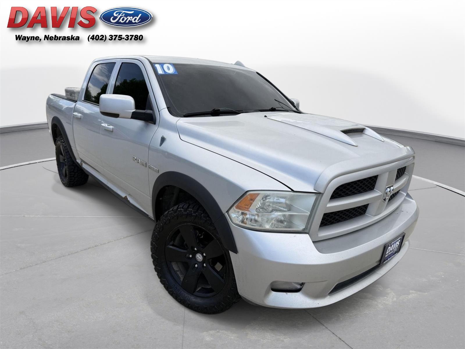 Bright Silver Metallic 2010 Dodge RAM 1500 Sport Crew Cab 4WD Pickup Truck Four-Wheel Drive 5-Speed Automatic