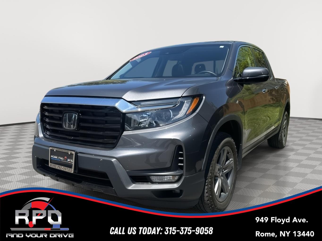 Gray (Modern Steel Metallic) 2023 Honda Ridgeline RTL-E AWD Pickup Truck All-Wheel Drive Automatic