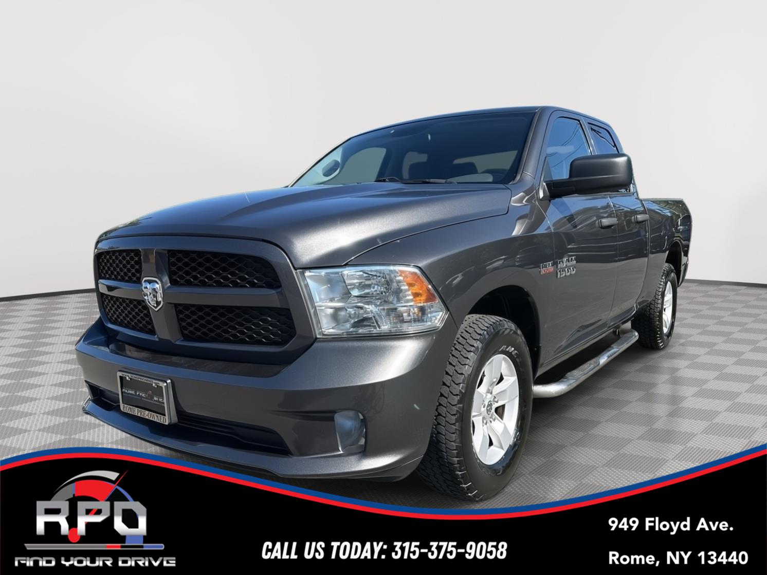 Gray (Granite Crystal Metallic Clearcoat) 2018 RAM 1500 Express Quad Cab 4WD Pickup Truck Four-Wheel Drive 8-Speed Automatic