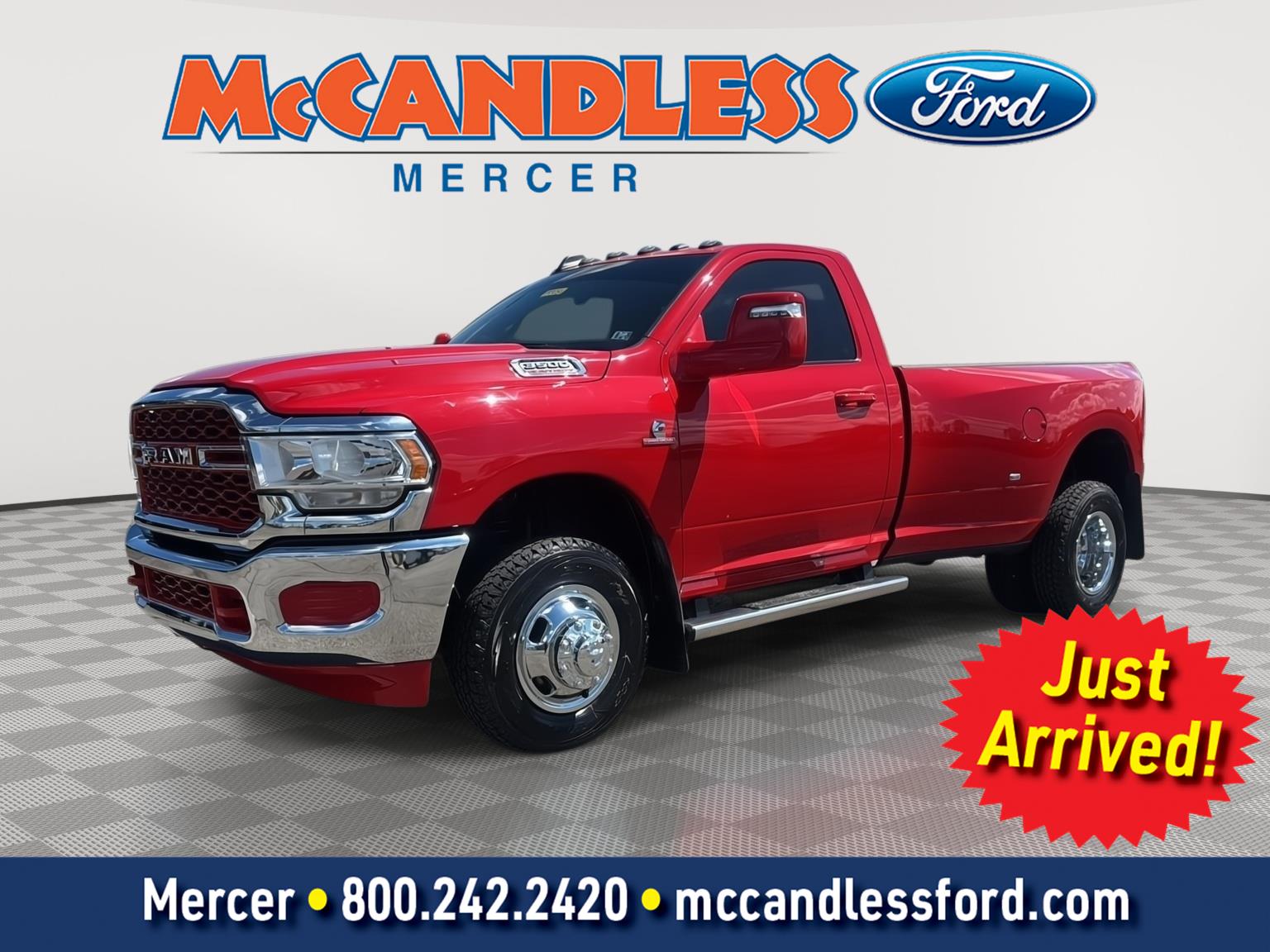 Flame Red Clearcoat 2024 RAM 3500 Tradesman Regular Cab LB DRW 4WD Pickup Truck Four-Wheel Drive 6-Speed Automatic