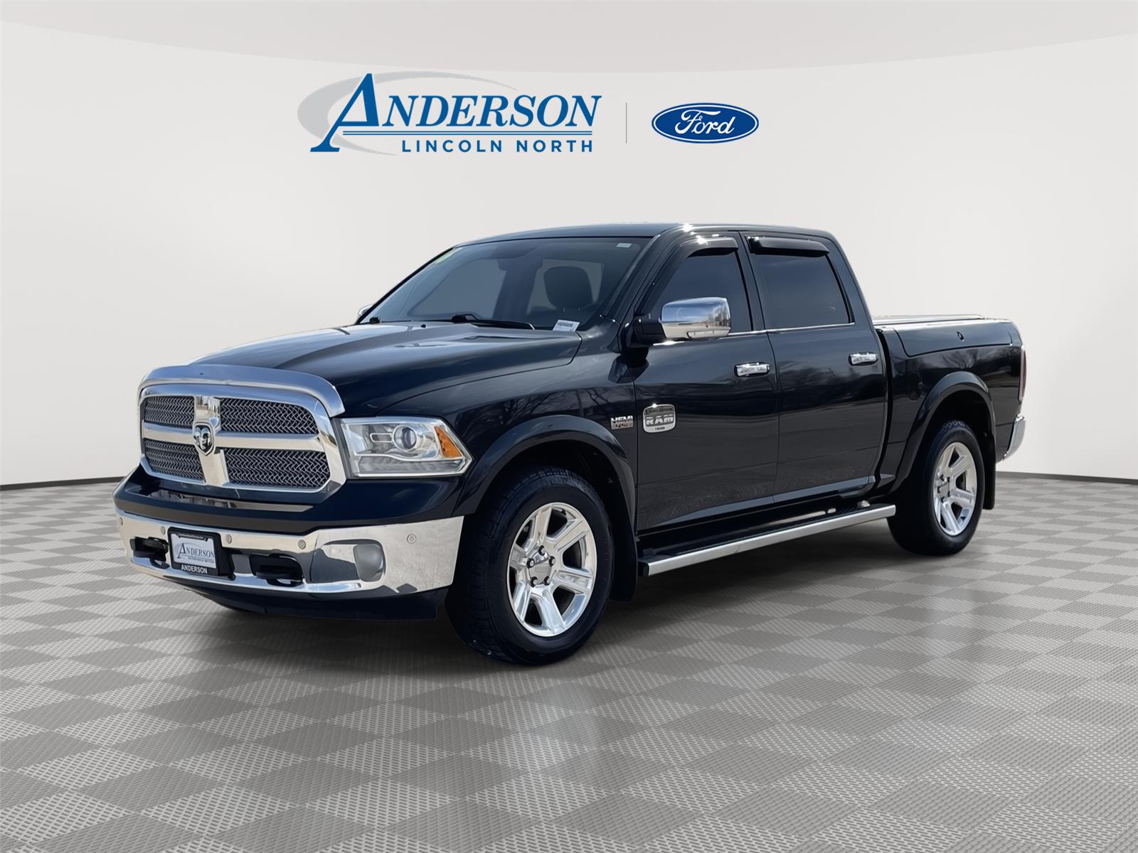Brilliant Black Crystal Pearlcoat 2016 RAM 1500 Laramie Longhorn Crew Cab 4WD Pickup Truck Four-Wheel Drive 8-Speed Automatic