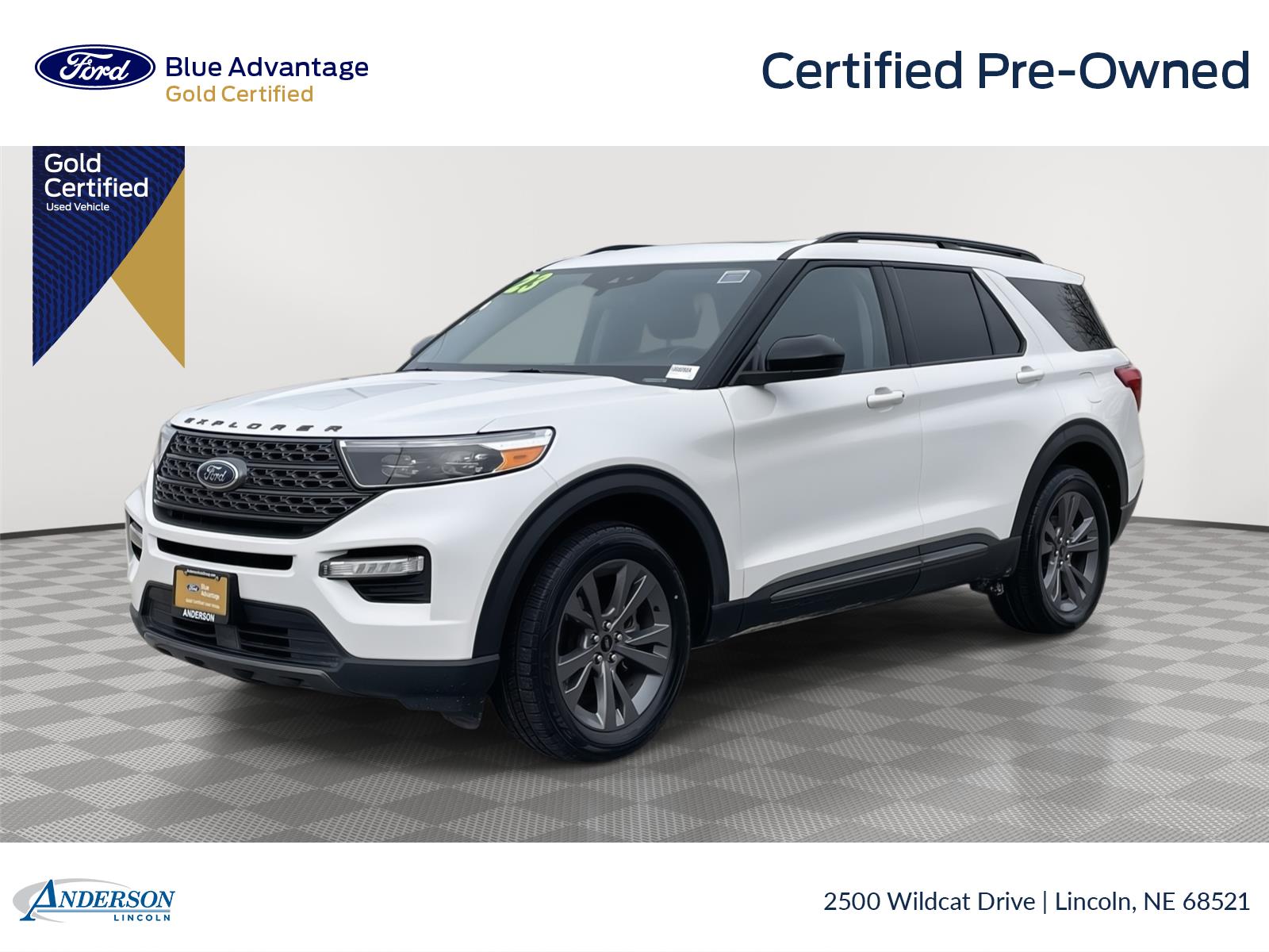 Star White Metallic Tri-Coat 2023 Ford Explorer XLT AWD SUV / Crossover All-Wheel Drive Automatic