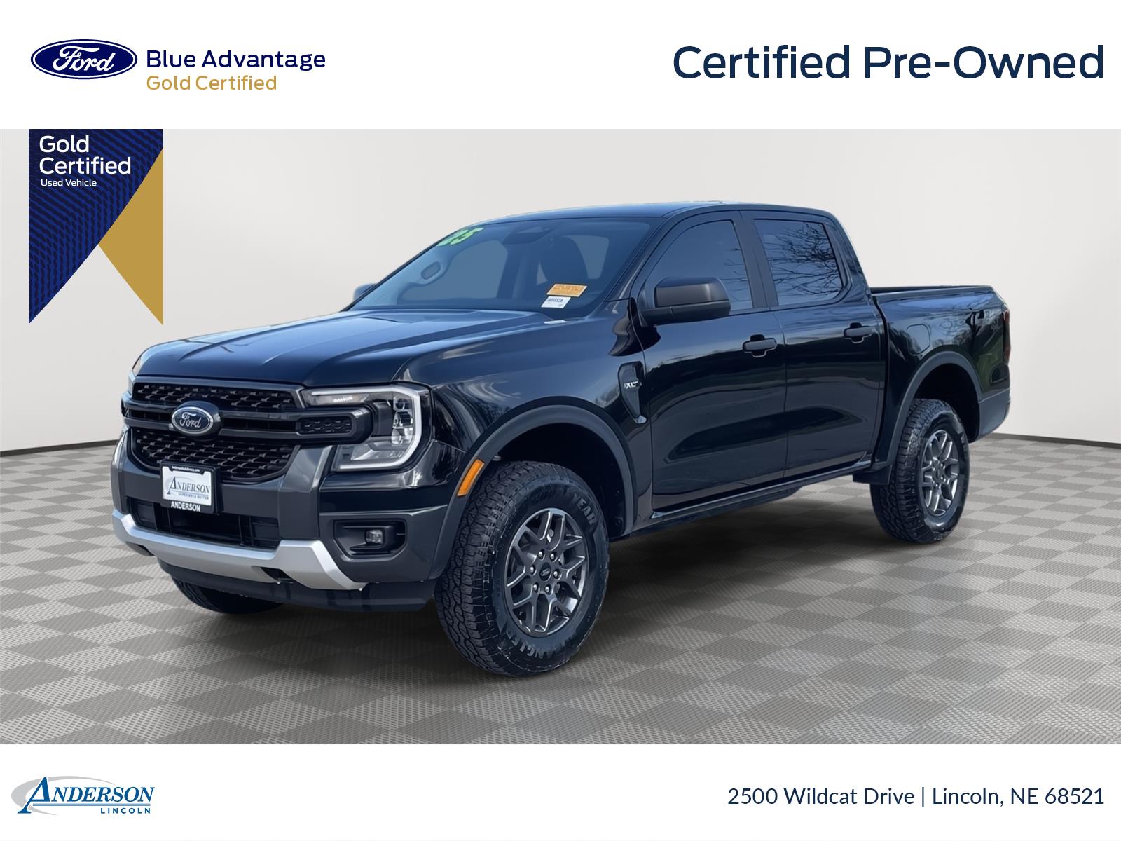 Shadow Black 2025 Ford Ranger XLT SuperCrew 4WD Pickup Truck Four-Wheel Drive Automatic