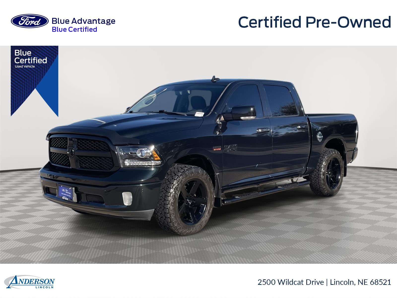 Black Forest Green Pearlcoat 2017 RAM 1500 Pickup Truck Four-Wheel Drive 8-Speed Automatic