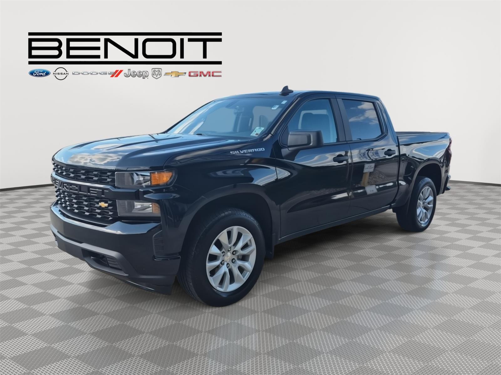 Black 2021 Chevrolet Silverado 1500 Custom Crew Cab RWD Pickup Truck 4X2 8-Speed Automatic