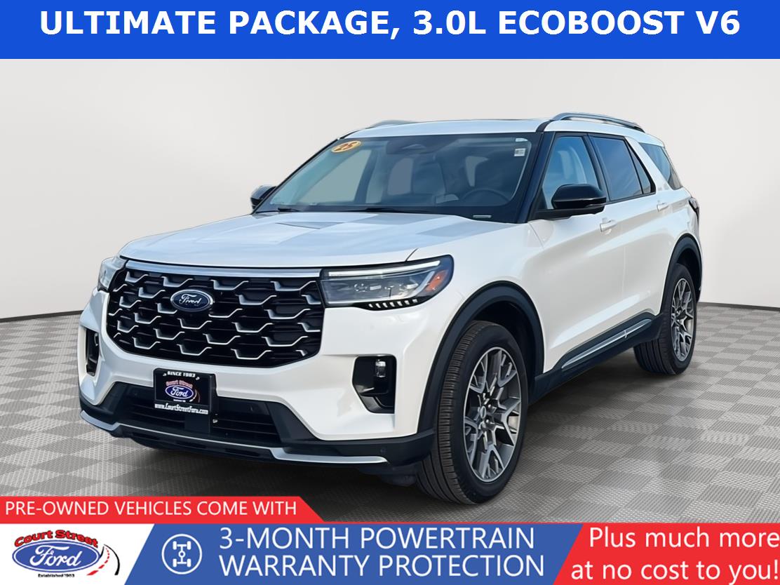 Star White Metallic Tri-Coat 2025 Ford Explorer Platinum AWD SUV / Crossover All-Wheel Drive Automatic