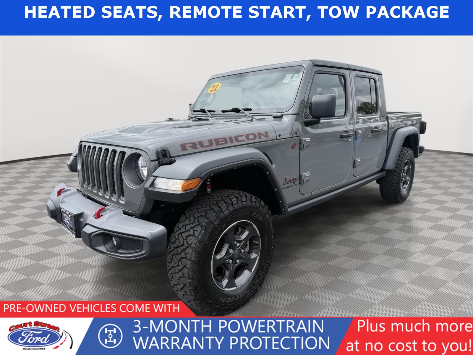 Sting-Gray Clearcoat 2022 Jeep Gladiator Rubicon Crew Cab 4WD Pickup Truck Four-Wheel Drive 8-Speed Automatic