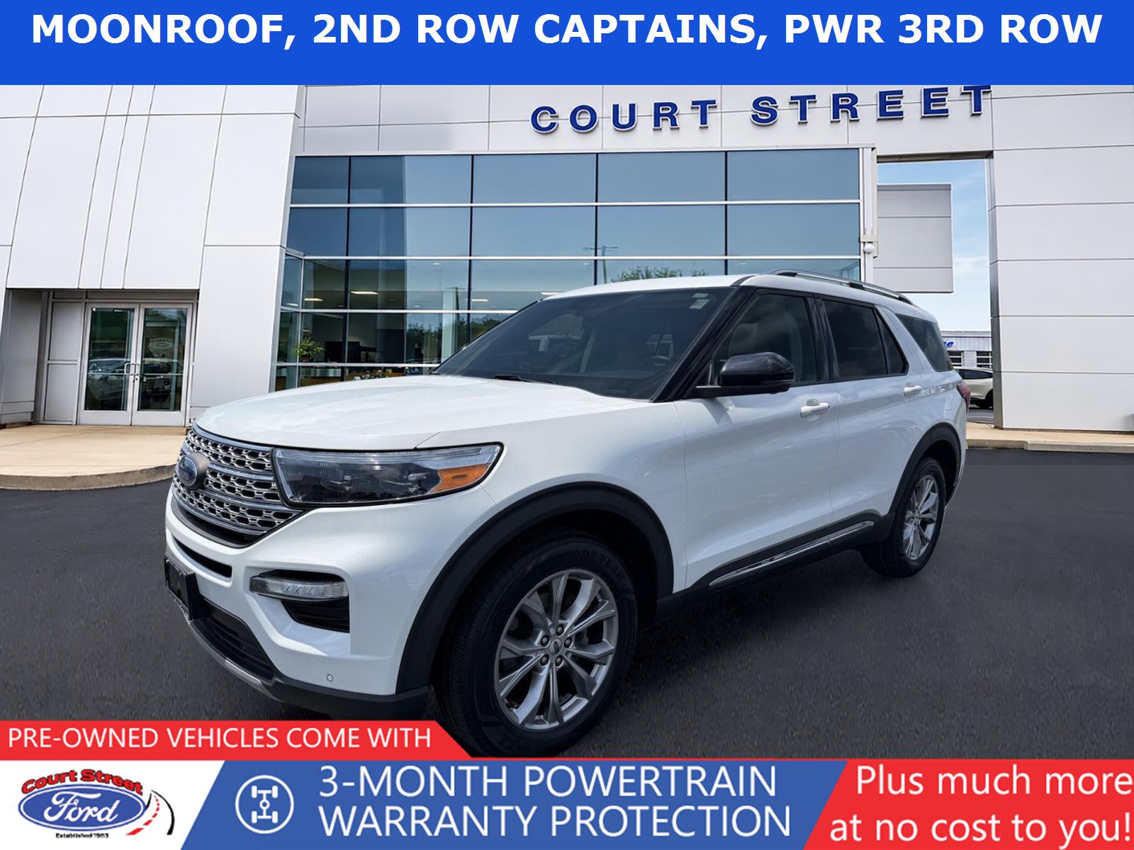 Star White Metallic Tri-Coat 2021 Ford Explorer SUV / Crossover All-Wheel Drive Automatic