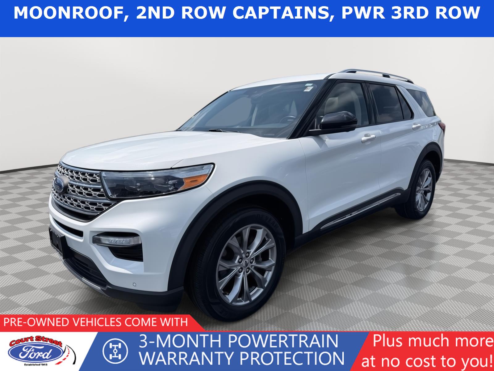 Star White Metallic Tri-Coat 2021 Ford Explorer SUV / Crossover All-Wheel Drive Automatic