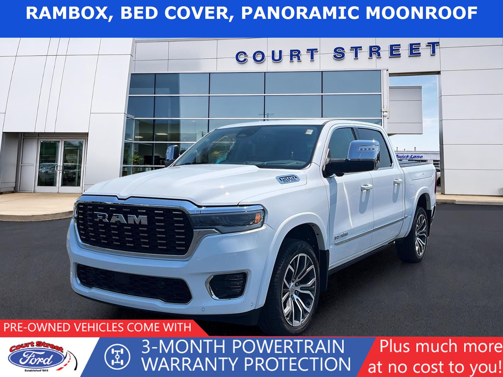 Bright White 2025 RAM 1500 Pickup Truck Four-Wheel Drive 8-Speed Automatic