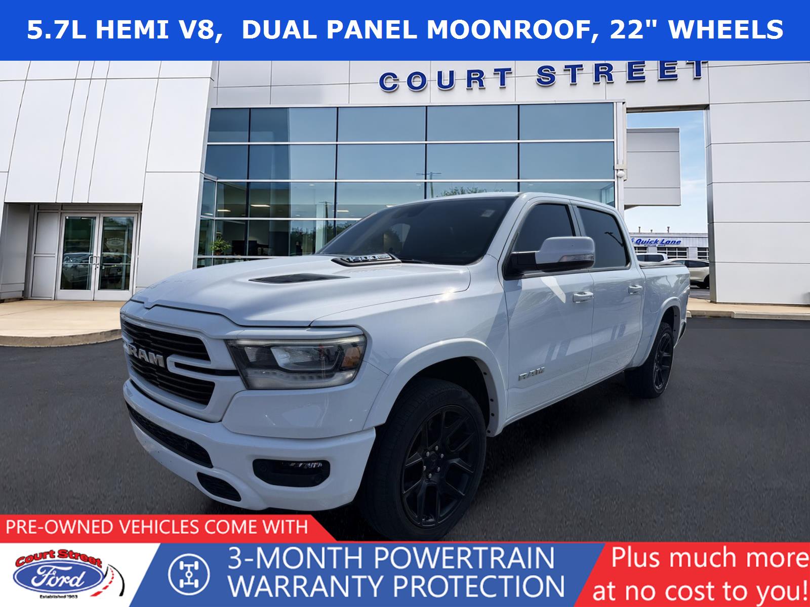 Bright White Clearcoat 2022 RAM 1500 Pickup Truck Four-Wheel Drive 8-Speed Automatic