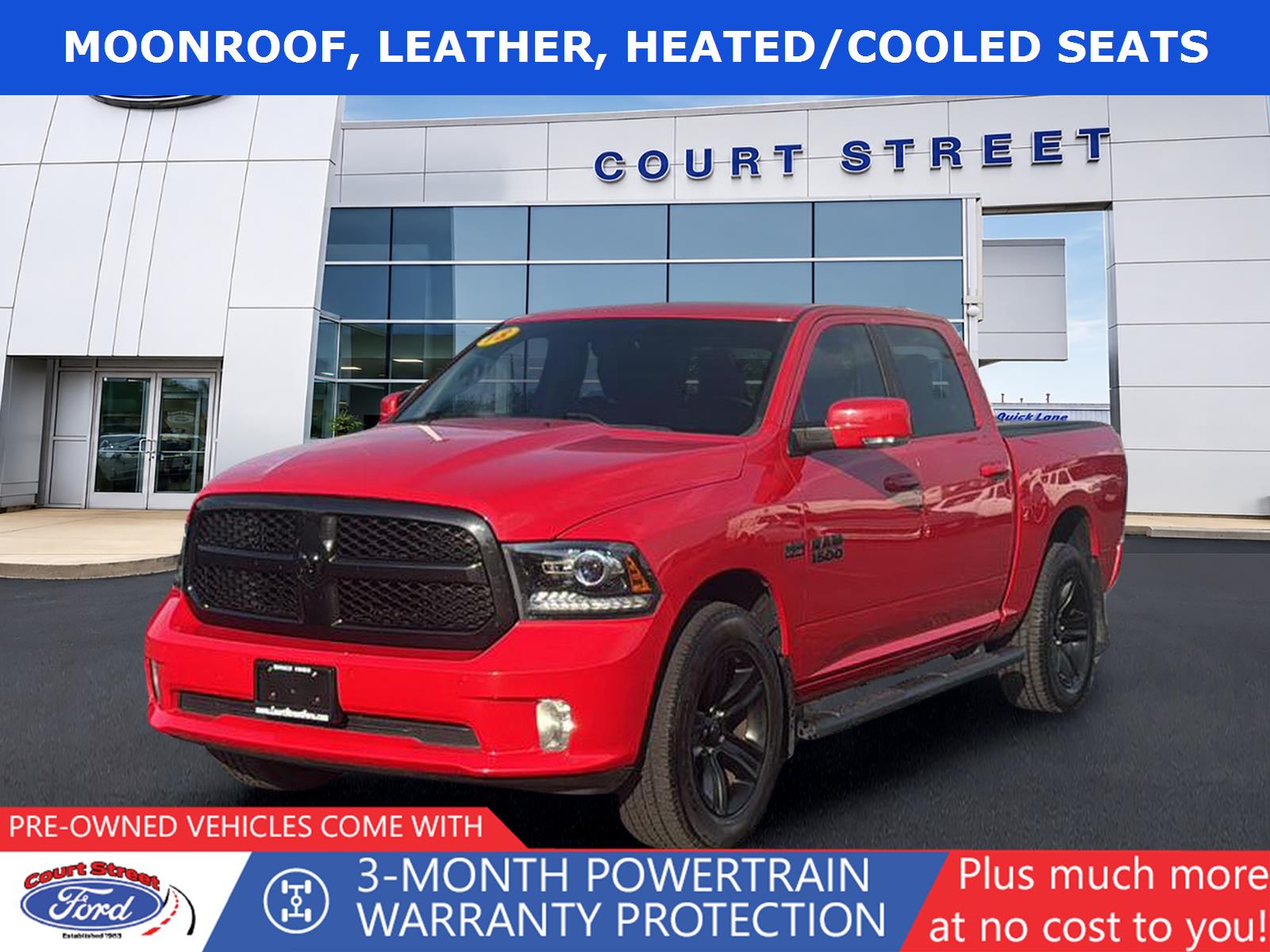 Flame Red Clearcoat 2018 RAM 1500 Pickup Truck Four-Wheel Drive 8-Speed Automatic