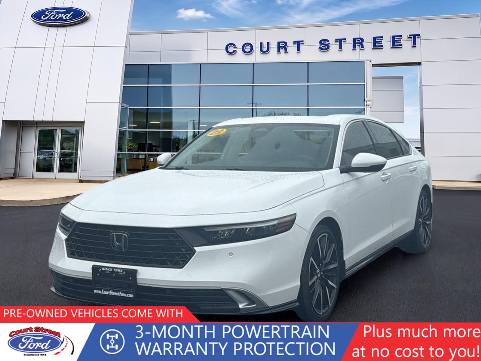Platinum White Pearl 2023 Honda Accord Hybrid Sedan Front-Wheel Drive Continuously Variable Transmission