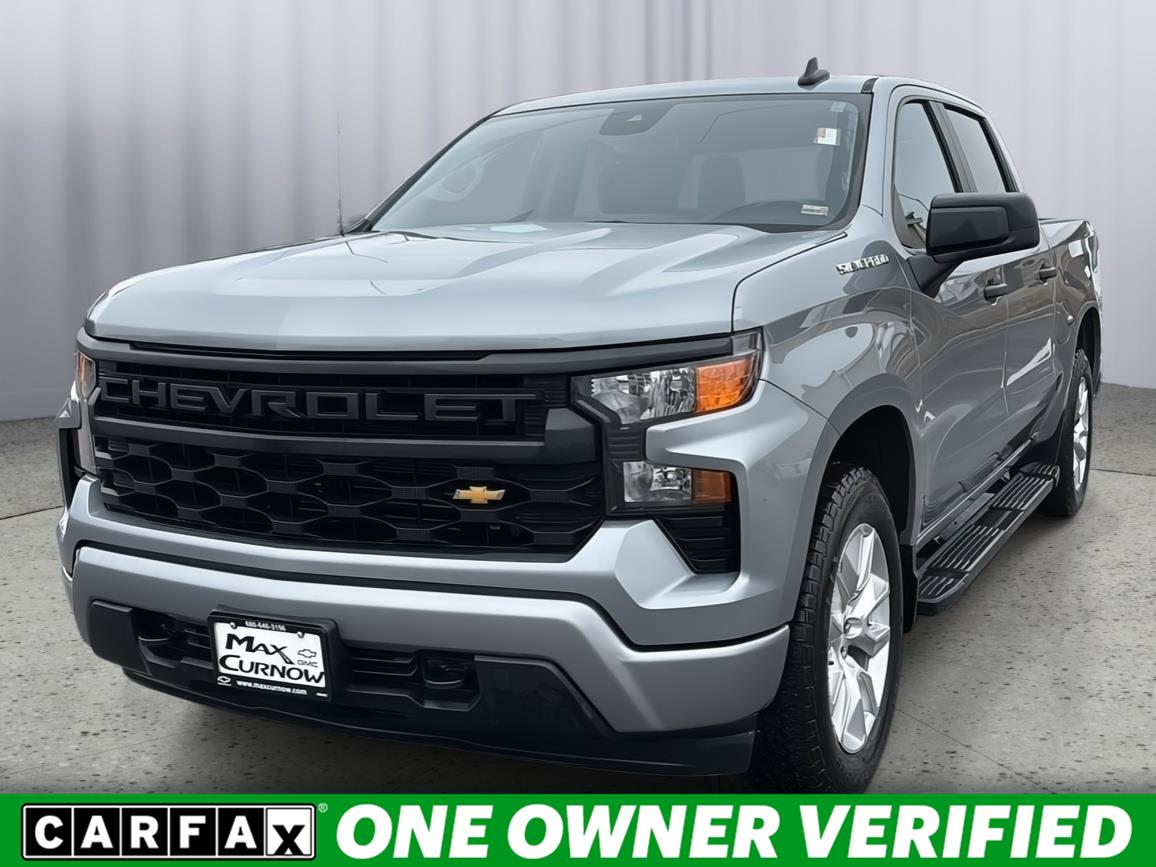 Sterling Gray Metallic 2024 Chevrolet Silverado 1500 Custom Crew Cab 4WD Pickup Truck Four-Wheel Drive 8-Speed Automatic