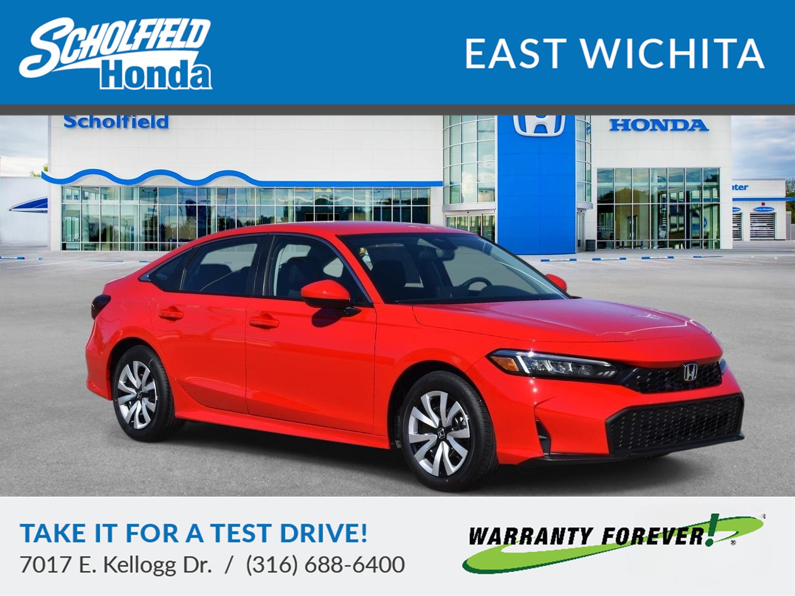 Rallye Red 2026 Honda Civic LX FWD Sedan Front-Wheel Drive Continuously Variable Transmission