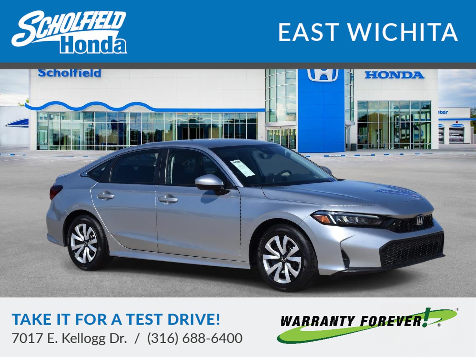 Solar Silver Metallic 2026 Honda Civic LX FWD Sedan Front-Wheel Drive Continuously Variable Transmission