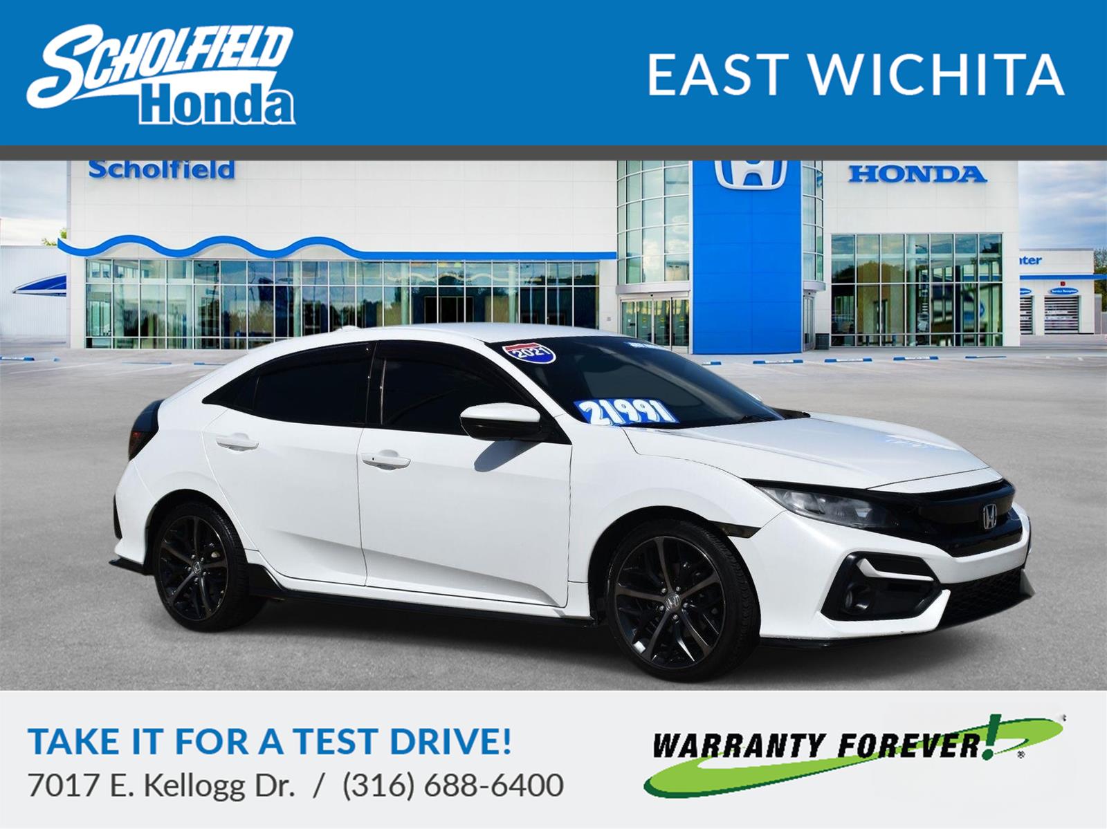 Platinum White Pearl 2021 Honda Civic Hatchback Hatchback Front-Wheel Drive Continuously Variable Transmission