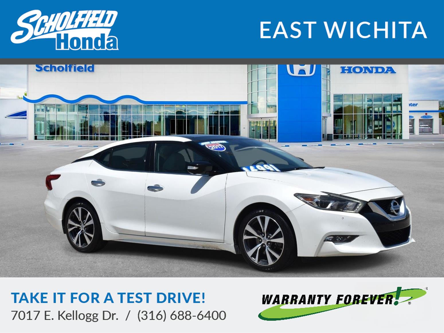 Pearl White 2017 Nissan Maxima Sedan Front-Wheel Drive Continuously Variable Transmission