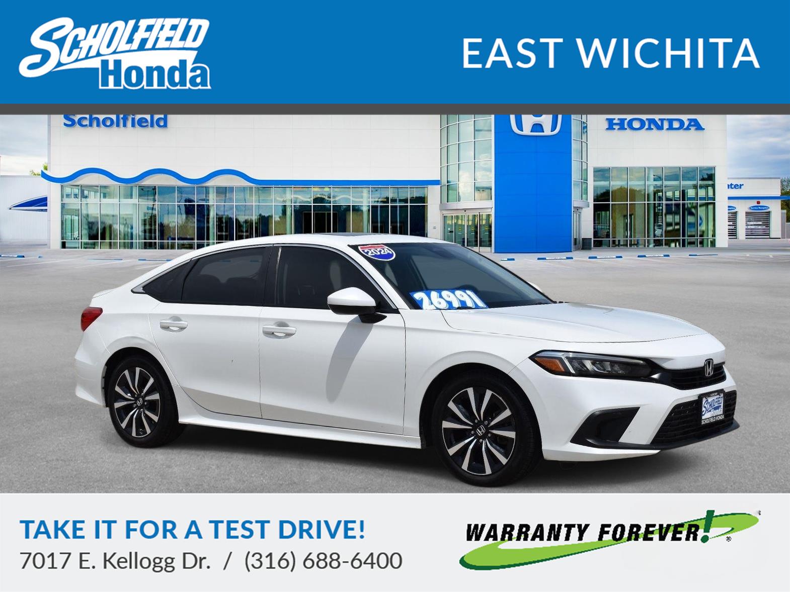 2024 Honda Civic Sedan EX Platinum White Pearl - Scholfield Honda - Image 1