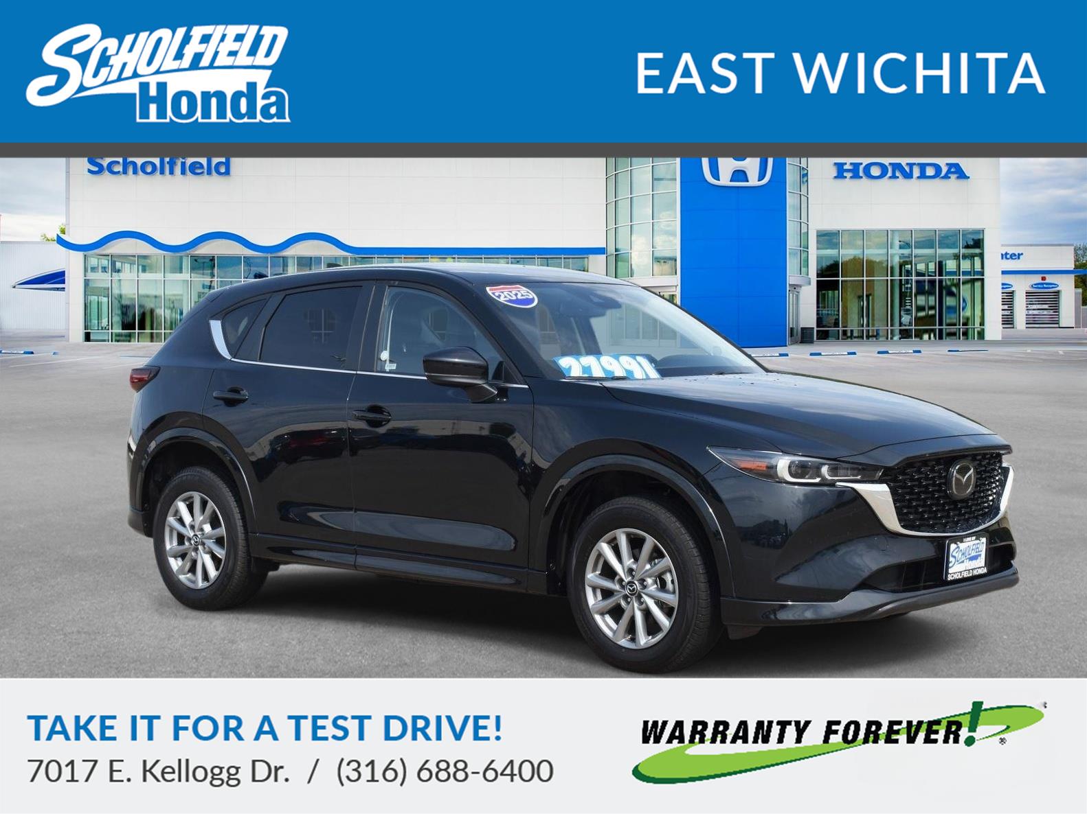 2025 Mazda CX-5 2.5 S Preferred Package Jet Black Mica - Scholfield Honda - Image 1