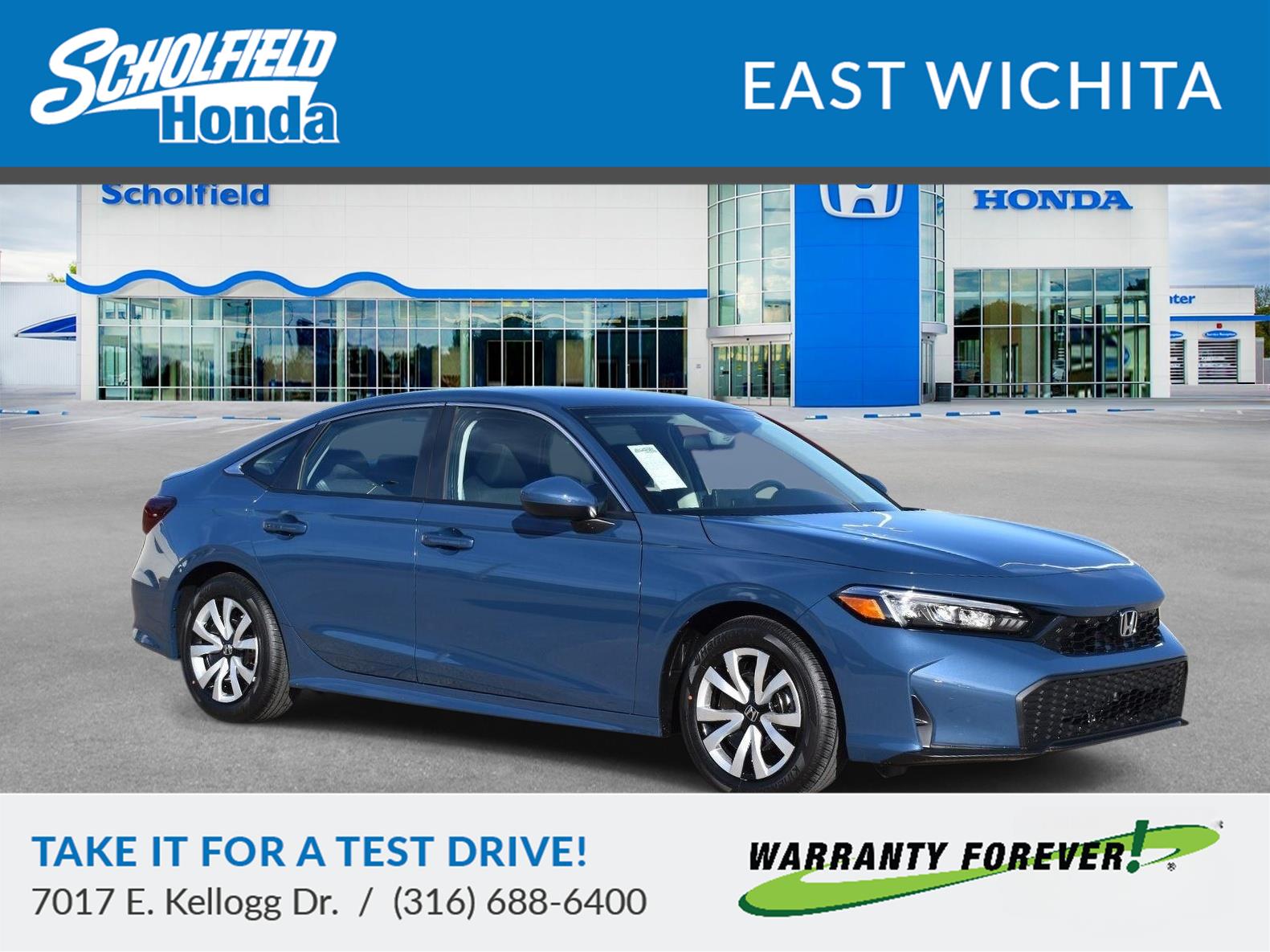 Blue Lagoon Pearl 2026 Honda Civic Sedan Front-Wheel Drive Continuously Variable Transmission