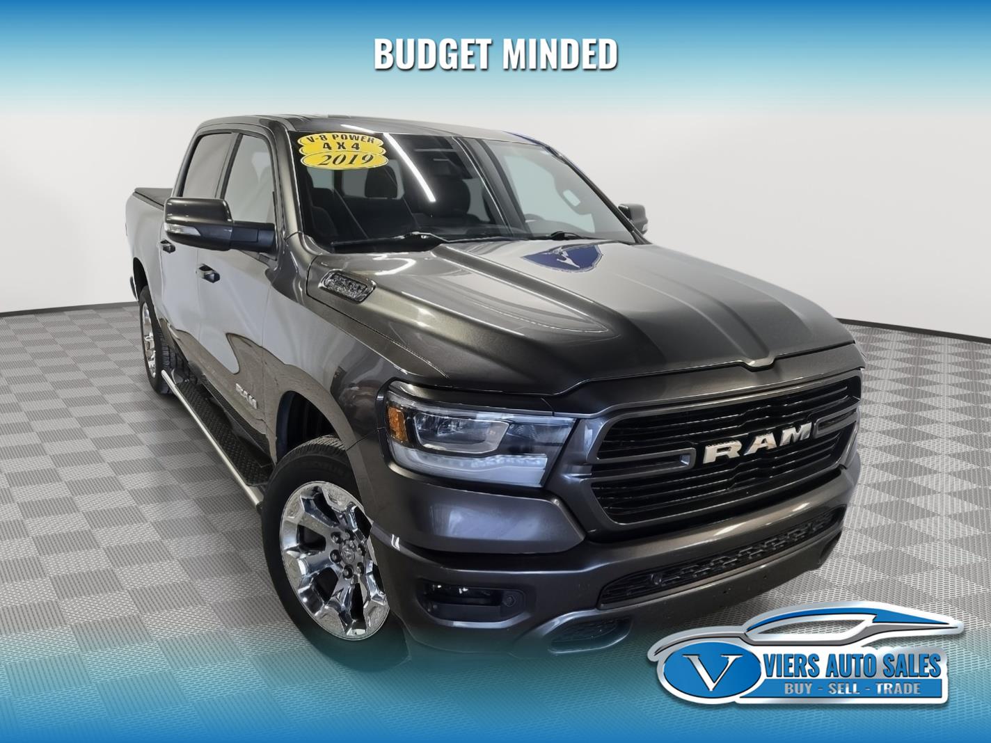 Gray (Granite Crystal Metallic Clearcoat) 2019 RAM 1500 Pickup Truck Four-Wheel Drive Automatic